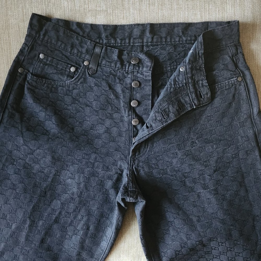 TOM FORD FOR GUCCI - AUTHENTIC, RARE, AND VINTAGE "GG" BLACK LOGO JEANS